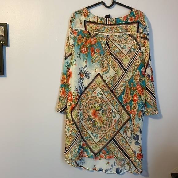 Isabel Hayley Patchwork Floral Paisley Tunic Semi to Sheer Blouse size 1X - Picture 11 of 15